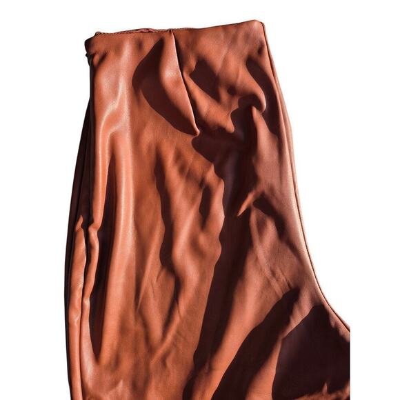 FABLETICS Faux Leather Vegan Leggings Mahogany Brown Sz L - Picture 7 of 10